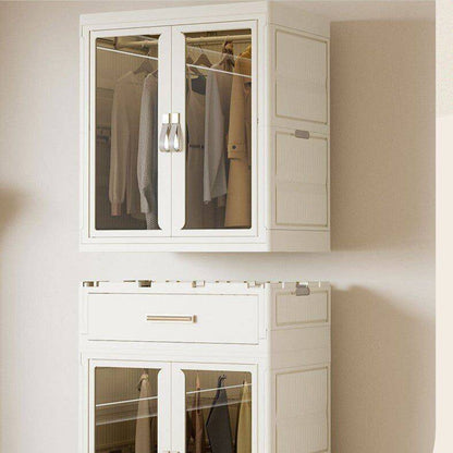 Foldable Storage Wardrobe with 1 Cabinet & 1 Drawer