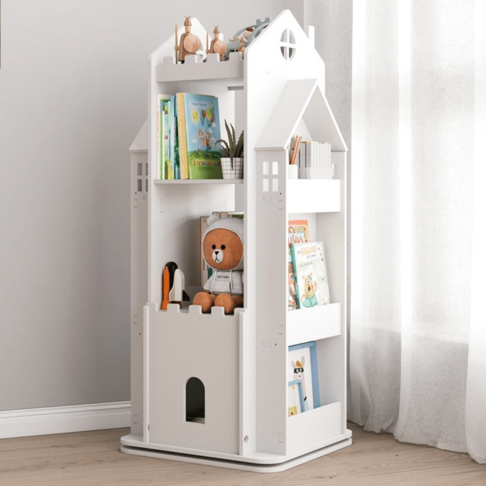 House Shape Multi-Layer Kids Storage Bookshelf with Side Racks