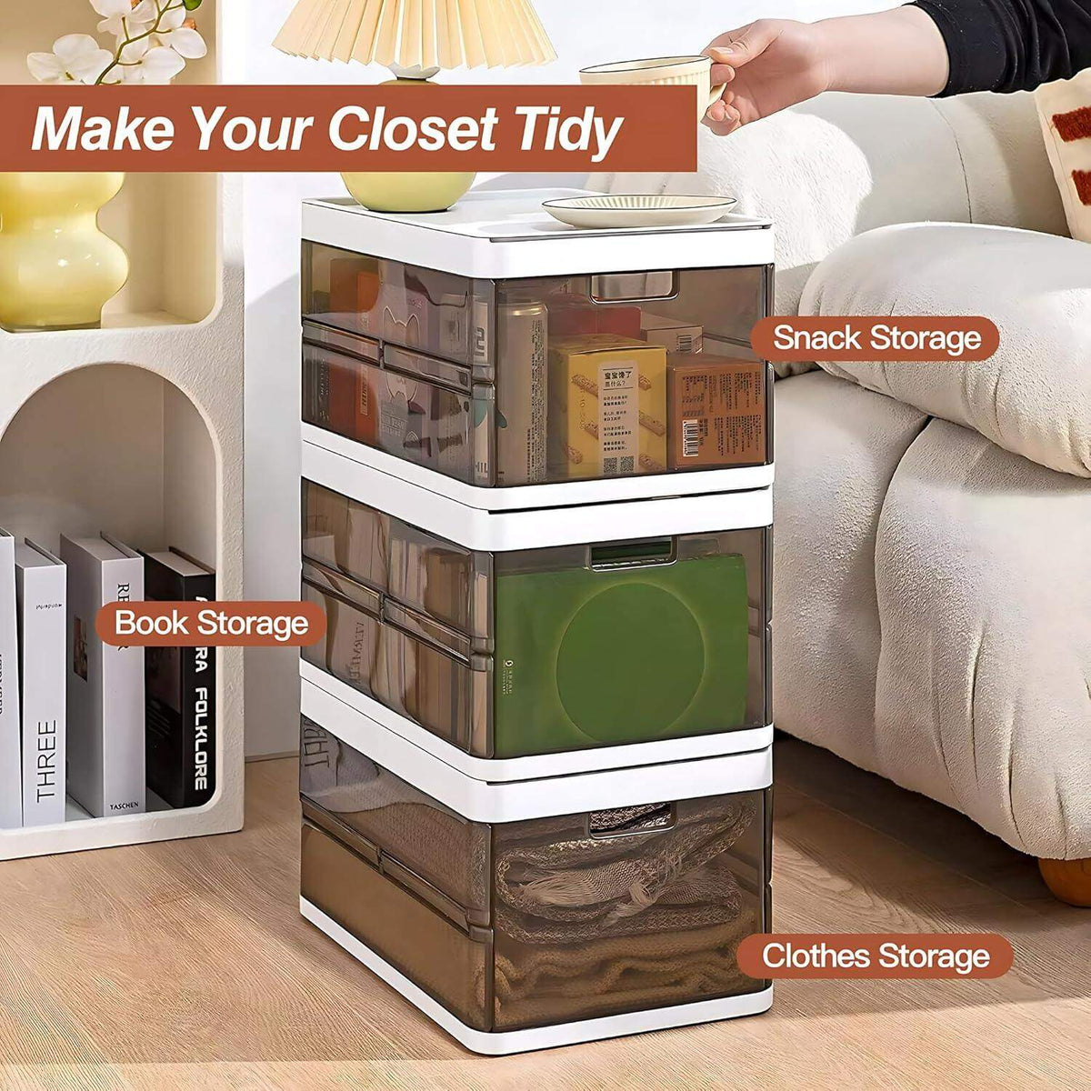 Easy-fold Stackable Plastic Storage Cupboard