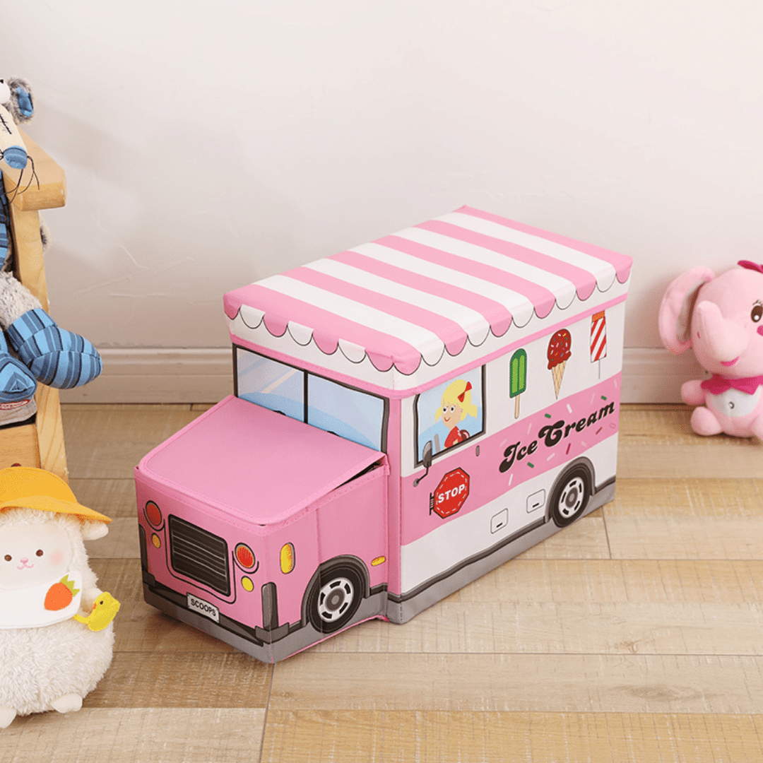 Bus-Shaped Kid's Toy Storage Box