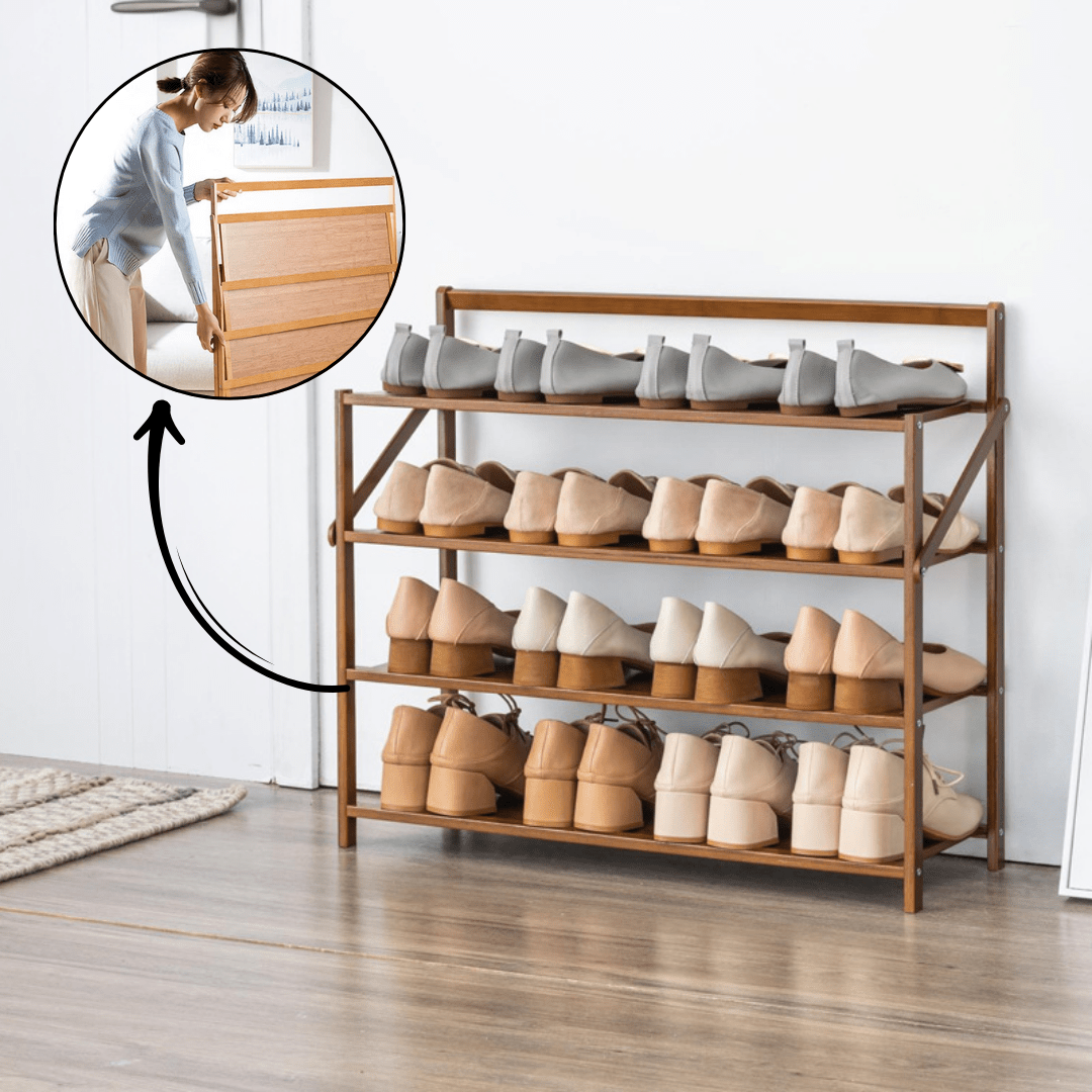 Multi-Use Foldable Wooden Shoe Storage Shelf (68cm)