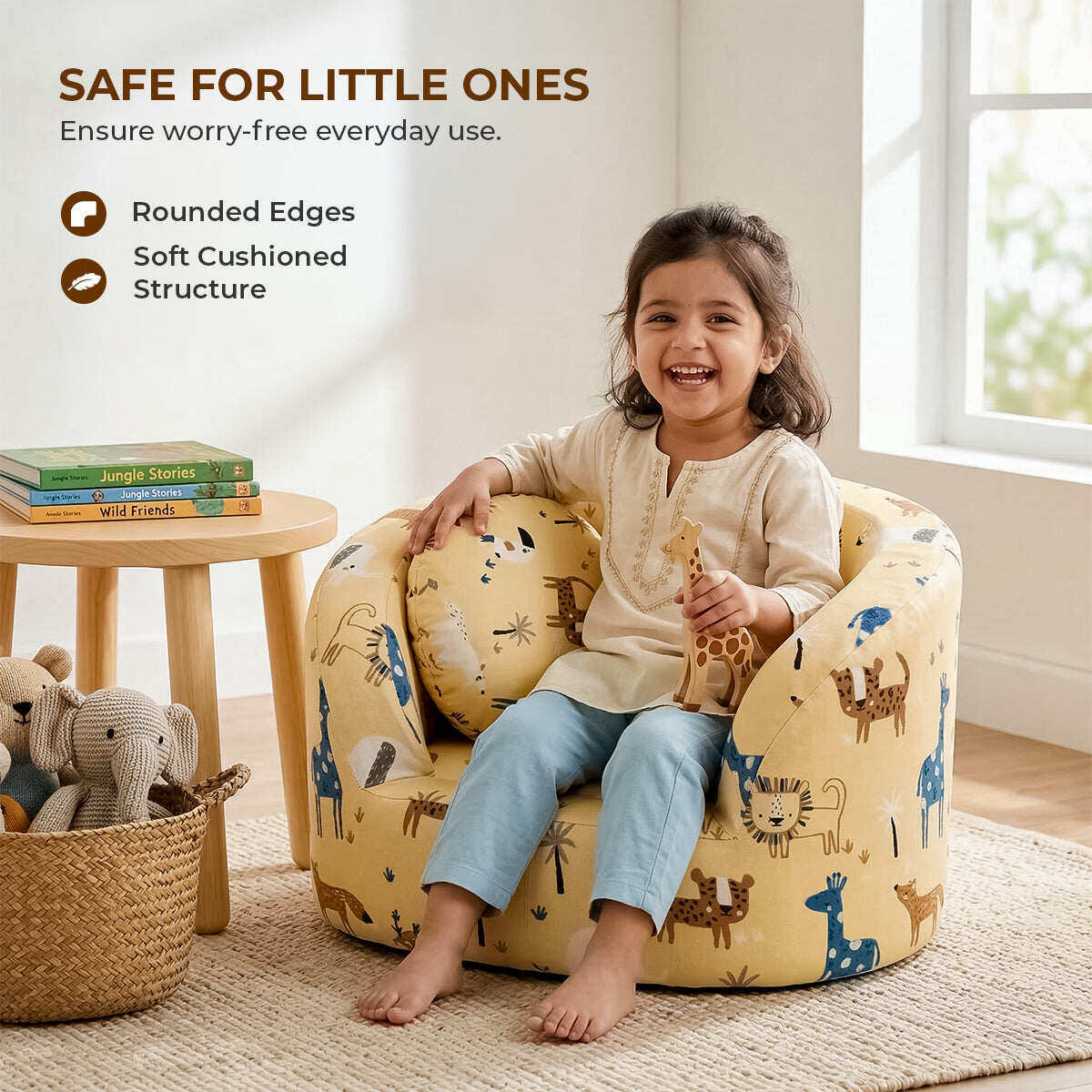 Soft Cushioned Kid’s Lounge Sofa Chair with Safari Design